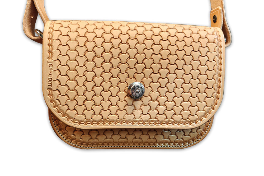 Handtasche klein, Natur geölt Soccer-Weave Punzierung